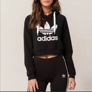 Adidas Trefoil Cropped Hoodie Size Small